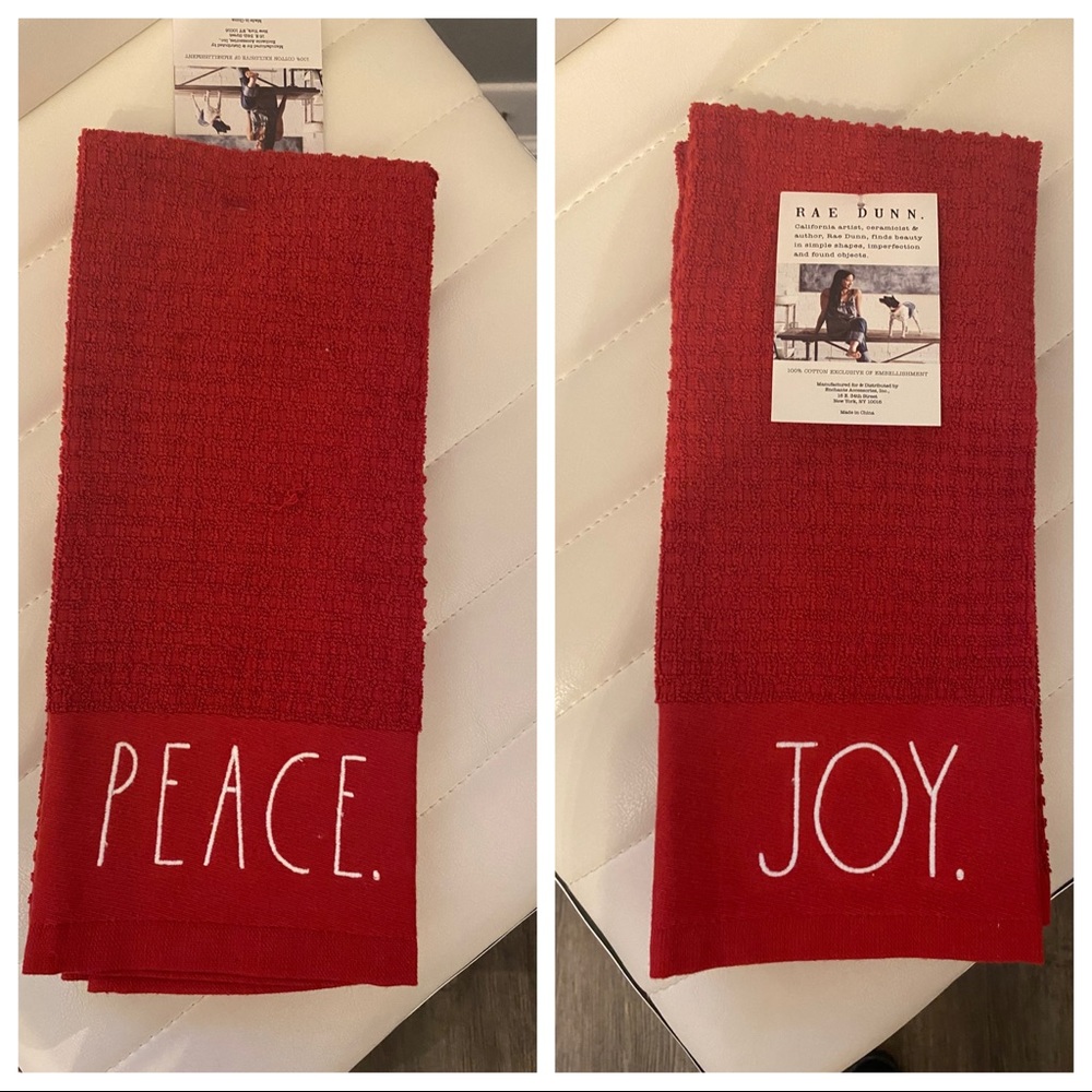 New Rae Dunn Dish Towels Set of 2- Joy and Peace